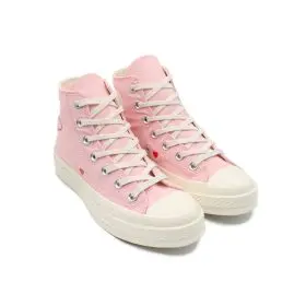 کانورس زنانه صورتی طرح قلب ساق