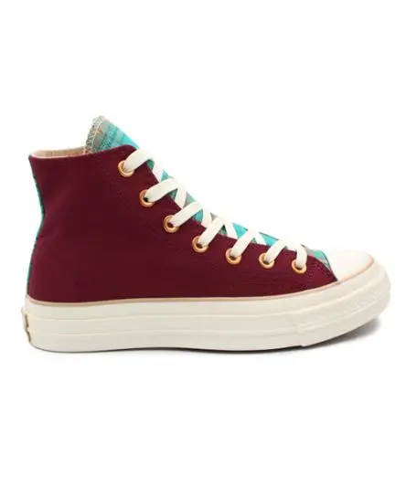 کانورس PLAID زنانه ساق بلند زرشکی(طرح دار)