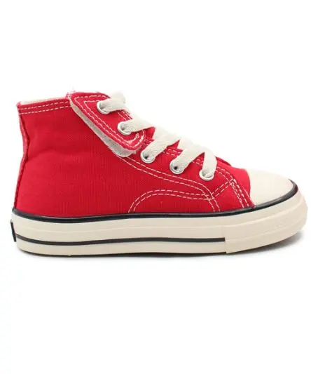 کانورس بچه گانه قرمزساق بلند(بندکشی-چسبی)