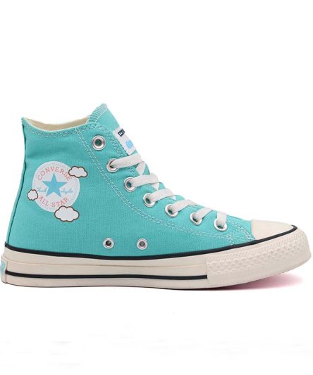 کانورس کیتی آبی روشن طرحدارساق بلند