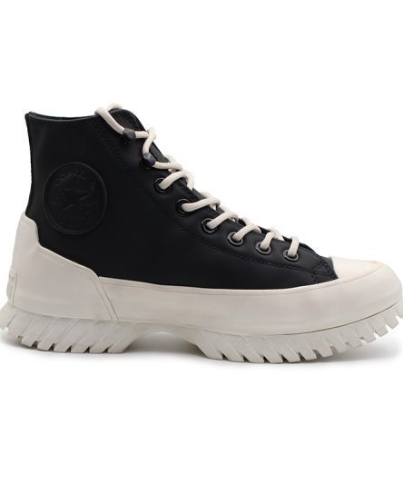 کانورس زنانه چرم مشکی لژدارساق بلند