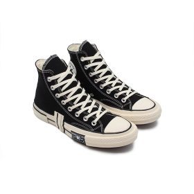 کانورس چاک مشکی سفیدطرحدارساق بلند-CONVERSE CHUCK TAYLOR BLACK HI LTD