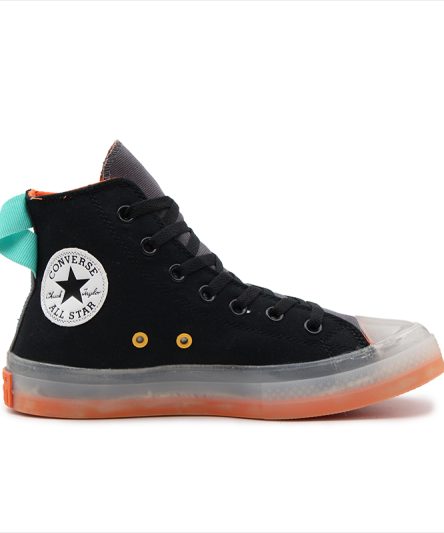 کانورس دورنگ مشکی طوسی لژشیشه ای ساق بلند