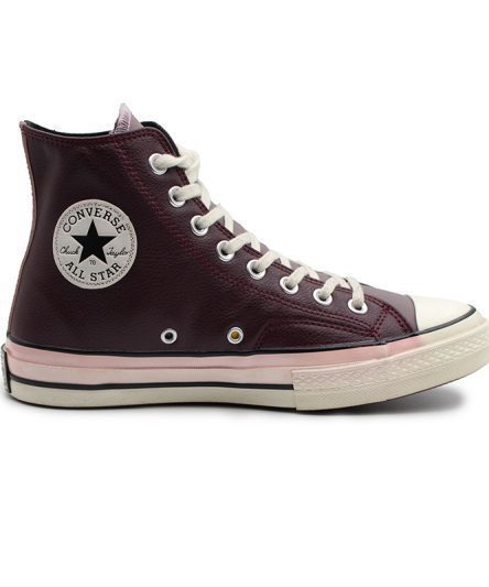 کانورس چرم زرشکی ساق بلند