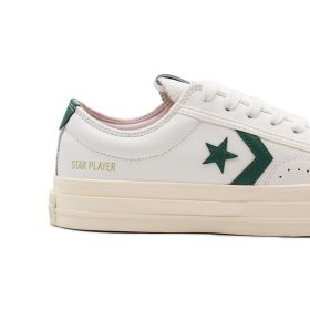 کانورس وان استار چرم سفید لوگو سبز کوتاه