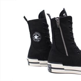 کانورس مشکی سفید پلاس(زیپ دار) ساق بلند زنانه