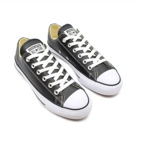 کانورس چرم مشکی سفید کوتاه